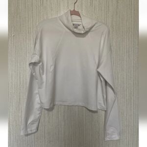 Athleta Size Large White Cropped Athletic Pullover